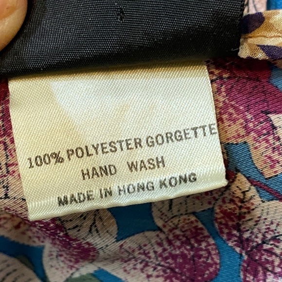 VNTG Diane Freis Long Sleeve Mixed Prints Floral Dress Ruffle Detail & Pockets - Picture 9 of 13